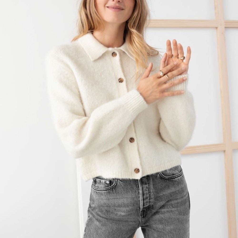 & Other Stories Wool Blend Cardigan with Tortoise Buttons